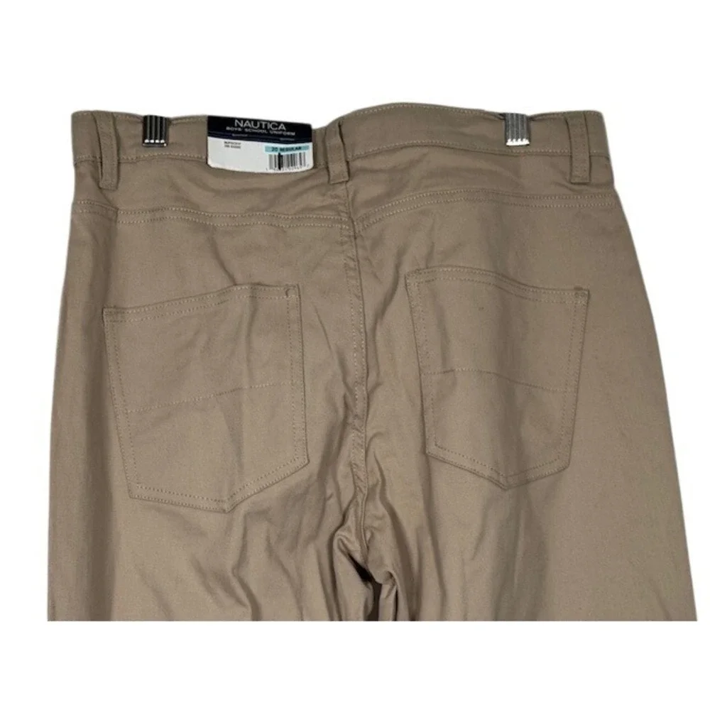NWT Nautica Boys Adjustable Waist Khaki School Uniform Pants - 20 Regular - Picture 5 of 12